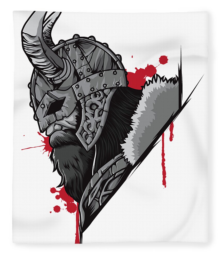 ODIN Viking God Shield Raven Pattern Norse Mythology Throw Blanket 50 x60